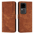 For vivo S18 / S18 Pro Skin Feel Stripe Pattern Leather Phone Case with Lanyard(Brown) - S18 Cases by PMC TechLife | Online Shopping South Africa | PMC TechLife | Buy Now Pay Later Mobicred