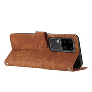 For vivo S18 / S18 Pro Skin Feel Stripe Pattern Leather Phone Case with Lanyard(Brown)
