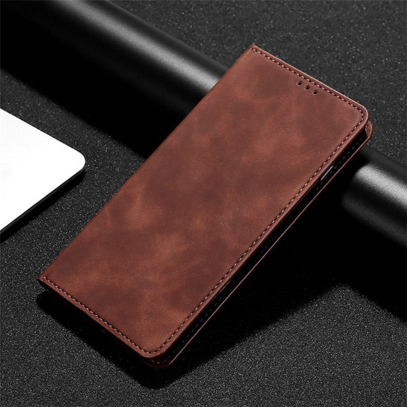 For Motorola Edge 5G 2024 Skin Feel Magnetic Leather Phone Case(Dark Brown)
