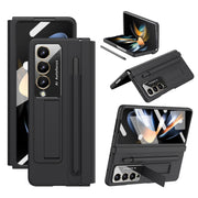 For Samsung Galaxy Z Fold4 PU + PC Full Coverage Phone Case with Pen/Pen Slots(Black)