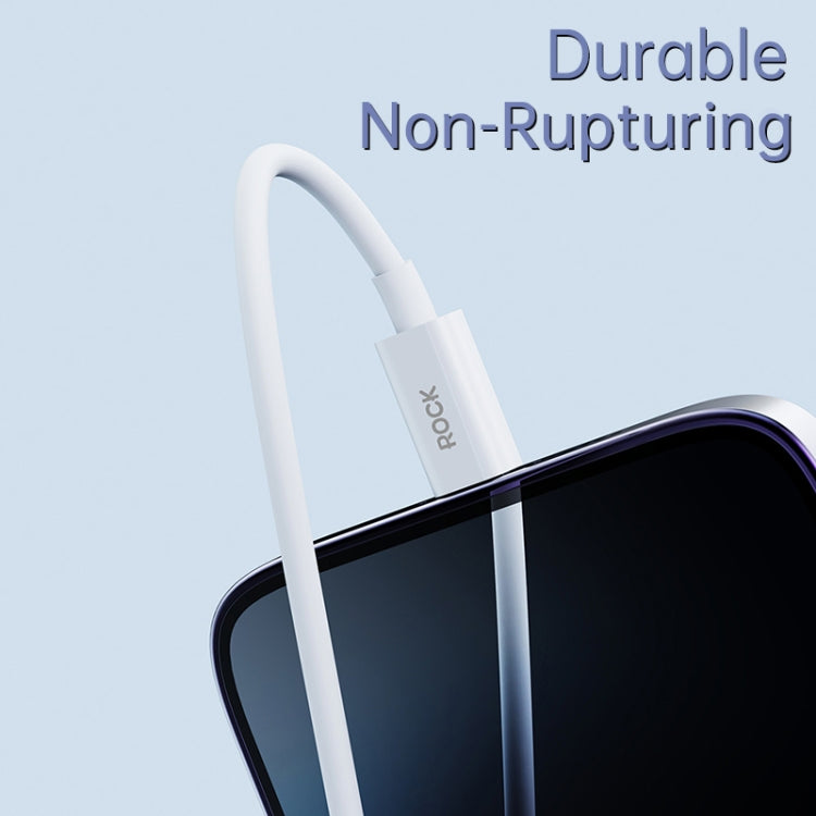 ROCK Simple Series 1m 27W USB-C / Type-C to 8 Pin Fast Charging Data Cable(White)