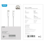 ROCK Simple Series 1m 27W USB-C / Type-C to 8 Pin Fast Charging Data Cable(White)