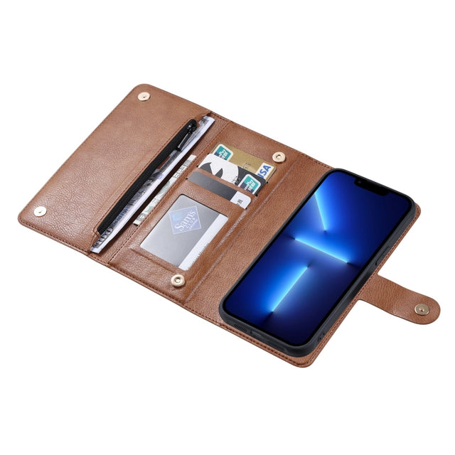 For iPhone 13 Pro ViLi GV Series MagSafe Magnetic Zipper Leather Phone Case(Brown)