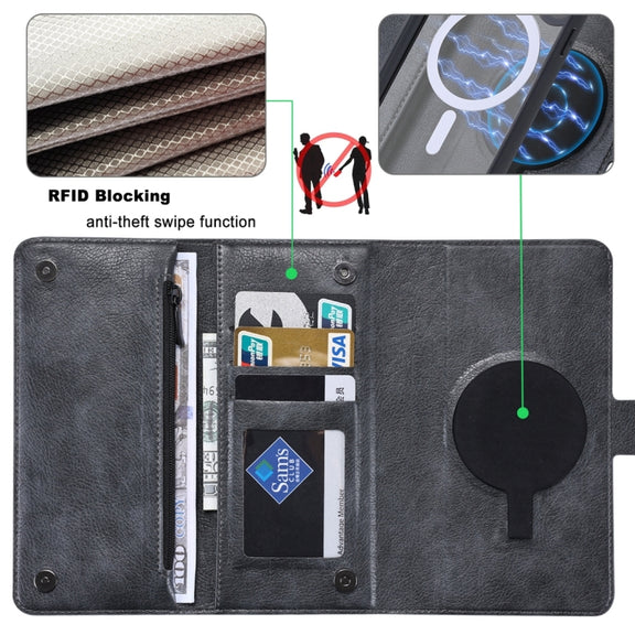 For iPhone 14 Plus ViLi GV Series MagSafe Magnetic Zipper Leather Phone Case(Black)