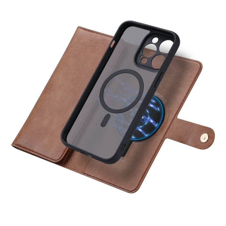 For iPhone 14 Plus ViLi GV Series MagSafe Magnetic Zipper Leather Phone Case(Brown)