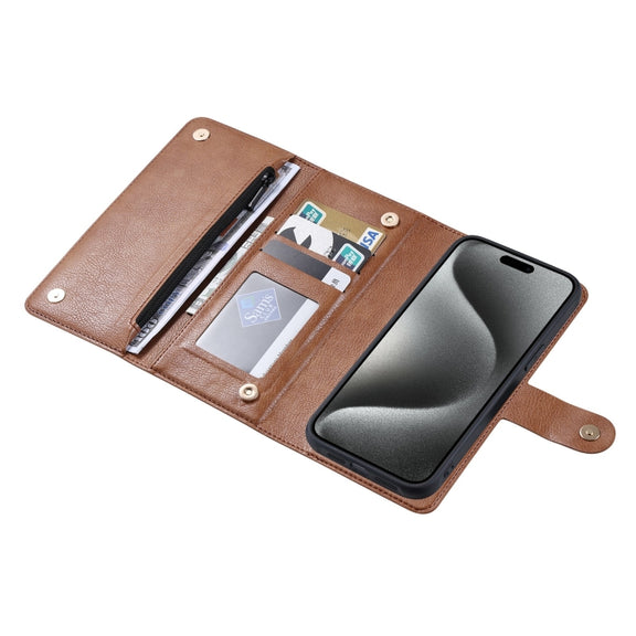 For iPhone 15 Pro Max ViLi GV Series MagSafe Magnetic Zipper Leather Phone Case(Brown)