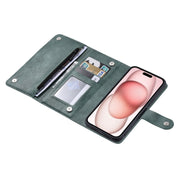For iPhone 15 Plus ViLi GV Series MagSafe Magnetic Zipper Leather Phone Case(Green)