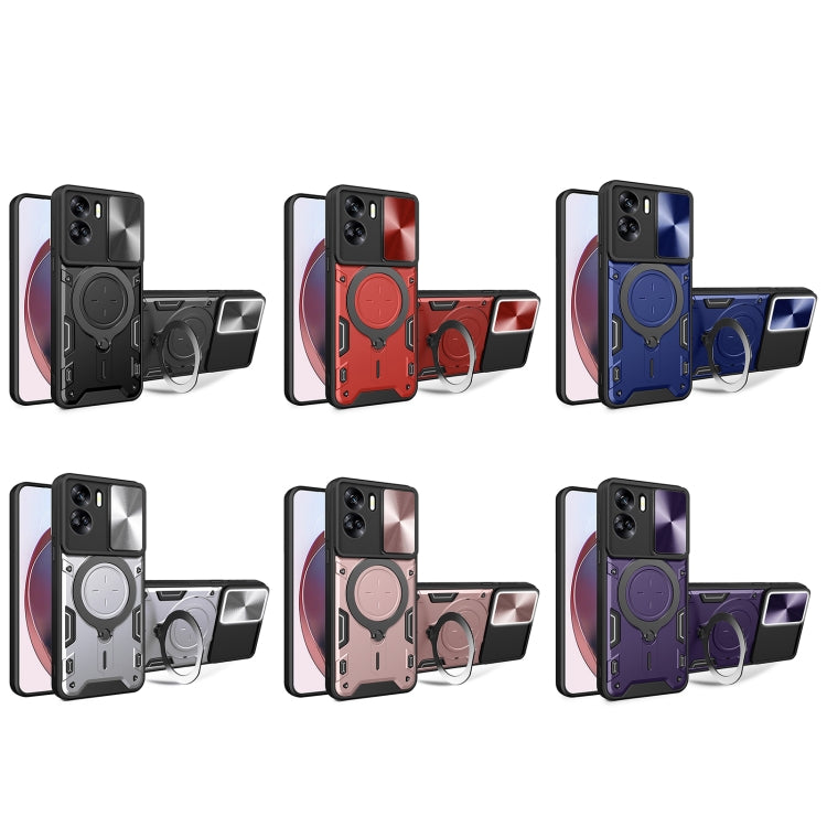 For Honor 90 Lite 5G CD Texture Sliding Camshield Magnetic Holder Phone Case(Silver)