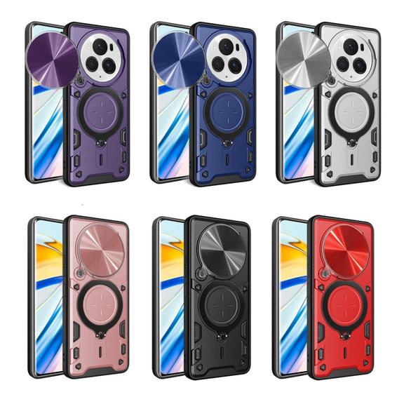 For Honor Magic6 Pro 5G CD Texture Sliding Camshield Magnetic Holder Phone Case(Red)