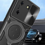 For Tecno Pova 5 CD Texture Sliding Camshield Magnetic Holder Phone Case(Blue)