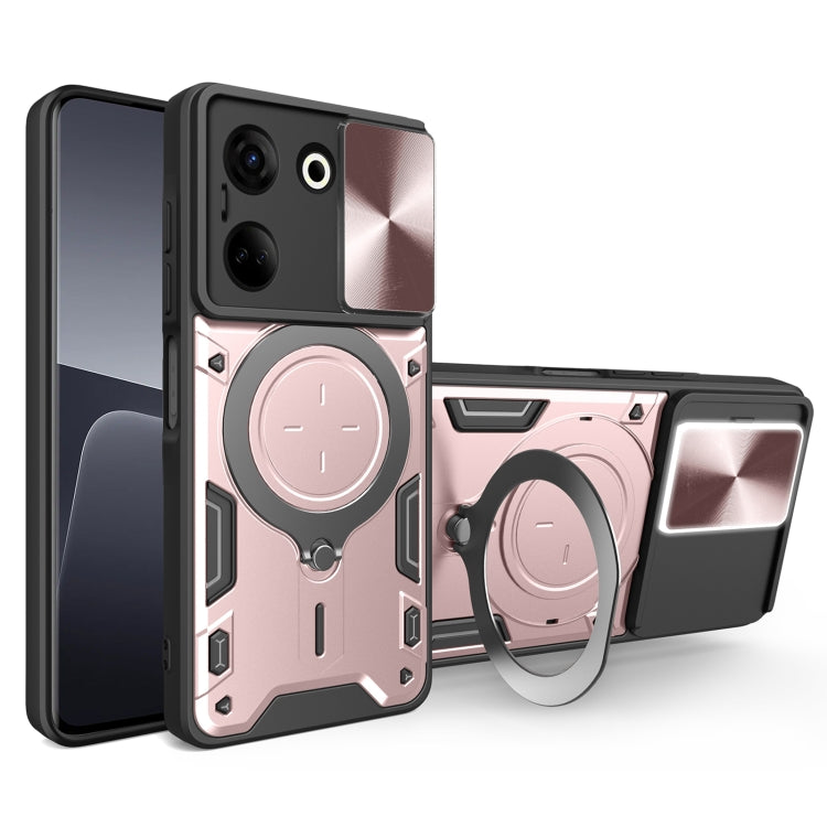 For Tecno Camon 20 4G / 20 Pro 4G CD Texture Sliding Camshield Magnetic Holder Phone Case(Pink)