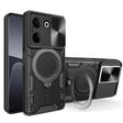 For Tecno Camon 20 4G / 20 Pro 4G CD Texture Sliding Camshield Magnetic Holder Phone Case(Black) - Tecno Cases by PMC TechLife | Online Shopping South Africa | PMC TechLife | Buy Now Pay Later Mobicred