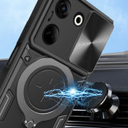 For Tecno Camon 20 4G / 20 Pro 4G CD Texture Sliding Camshield Magnetic Holder Phone Case(Blue)