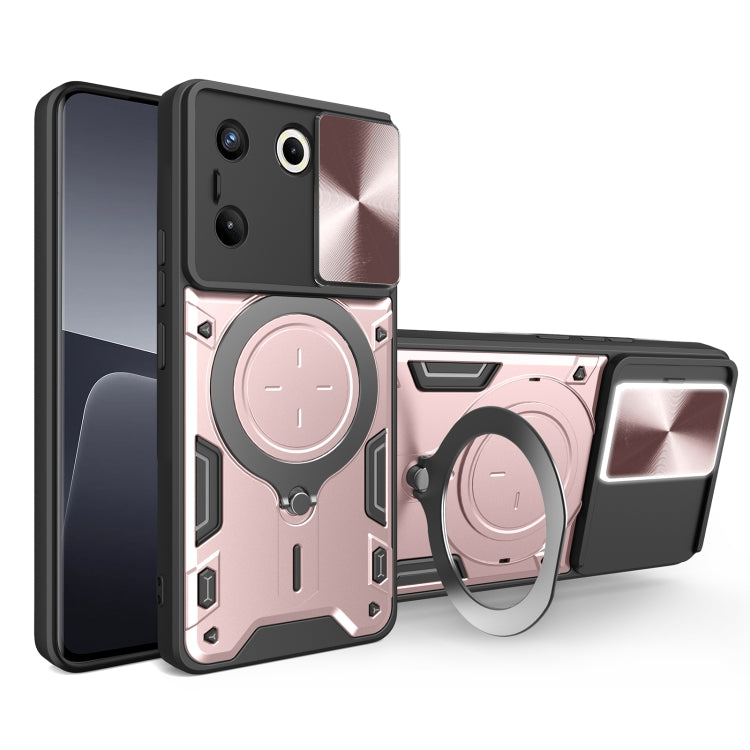 For Tecno Camon 20 Pro 5G CD Texture Sliding Camshield Magnetic Holder Phone Case(Pink)