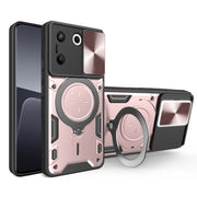 For Tecno Camon 20 Pro 5G CD Texture Sliding Camshield Magnetic Holder Phone Case(Pink)