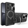 For Tecno Camon 20 Pro 5G CD Texture Sliding Camshield Magnetic Holder Phone Case(Black) - Tecno Cases by PMC TechLife | Online Shopping South Africa | PMC TechLife | Buy Now Pay Later Mobicred