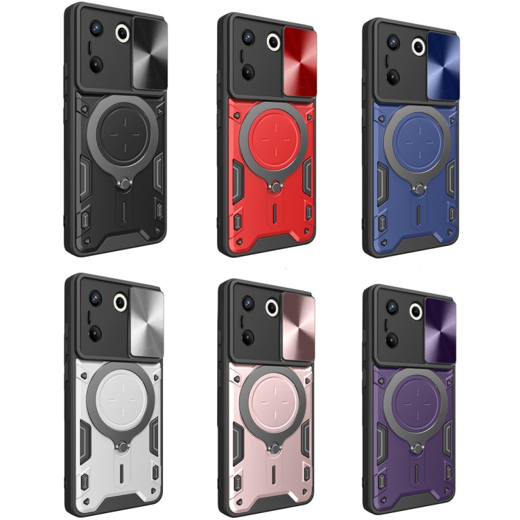 For Tecno Camon 20 Pro 5G CD Texture Sliding Camshield Magnetic Holder Phone Case(Blue)