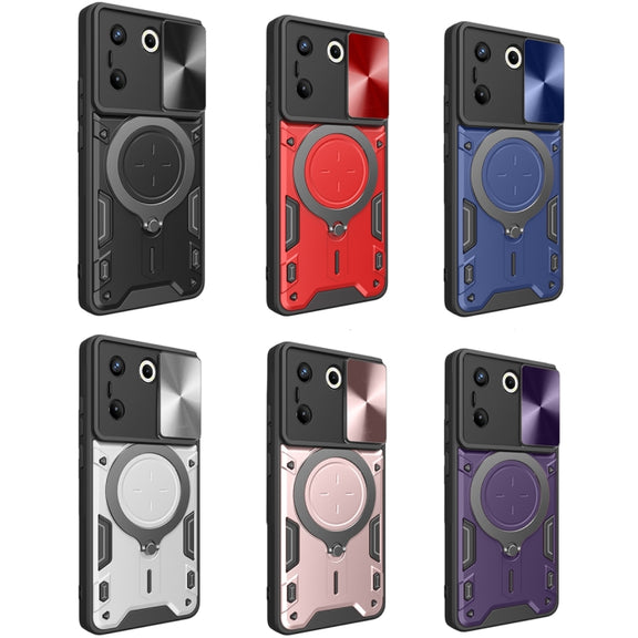 For Tecno Camon 20 Pro 5G CD Texture Sliding Camshield Magnetic Holder Phone Case(Blue)