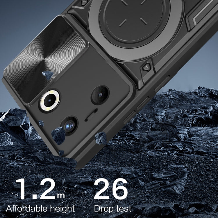For Tecno Camon 20 Pro 5G CD Texture Sliding Camshield Magnetic Holder Phone Case(Blue)