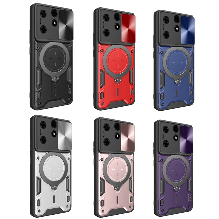 For Tecno Spark 10 Pro 4G CD Texture Sliding Camshield Magnetic Holder Phone Case(Red)