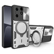 For Tecno Spark 10 Pro 4G CD Texture Sliding Camshield Magnetic Holder Phone Case(Silver) - Tecno Cases by PMC TechLife | Online Shopping South Africa | PMC TechLife | Buy Now Pay Later Mobicred