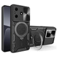 For Tecno Spark 10 / Spark 10C CD Texture Sliding Camshield Magnetic Holder Phone Case(Black) - Tecno Cases by PMC TechLife | Online Shopping South Africa | PMC TechLife