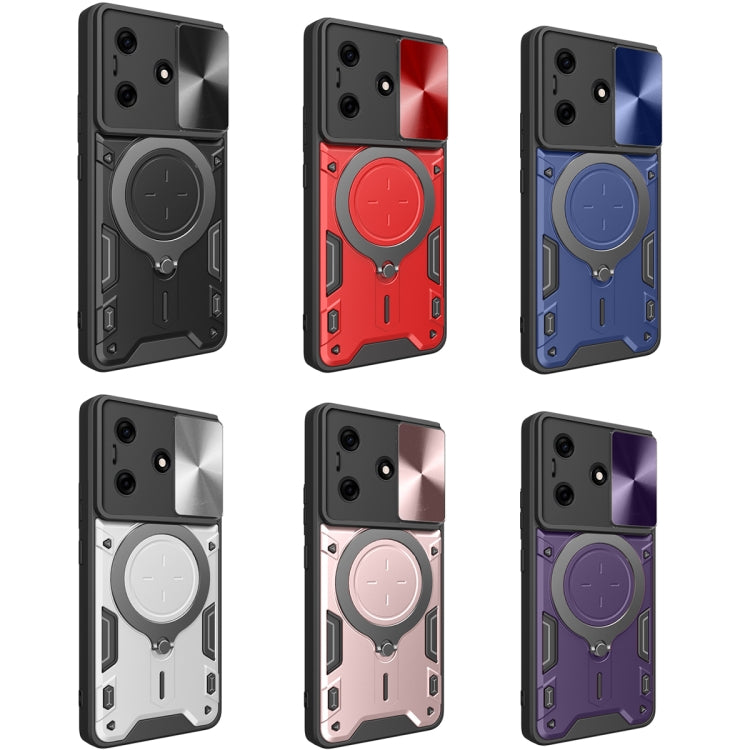 For Tecno Spark 10 / Spark 10C CD Texture Sliding Camshield Magnetic Holder Phone Case(Red)