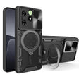 For Tecno Spark Go 2024/Spark 20 CD Texture Sliding Camshield Magnetic Holder Phone Case(Black) - Tecno Cases by PMC TechLife | Online Shopping South Africa | PMC TechLife | Buy Now Pay Later Mobicred