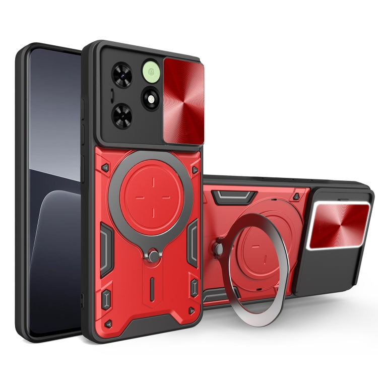 For Tecno Spark Go 2024/Spark 20 CD Texture Sliding Camshield Magnetic Holder Phone Case(Red)