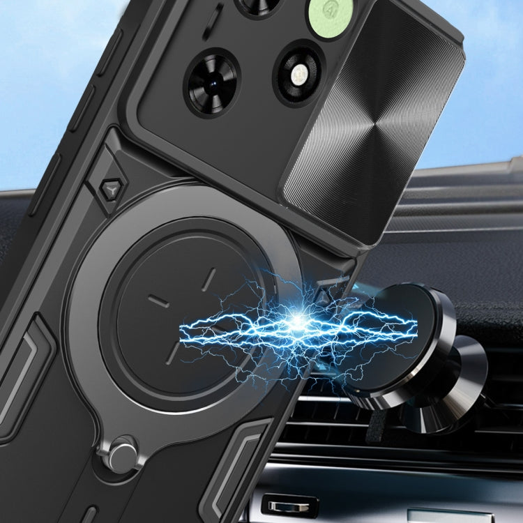 For Tecno Spark Go 2024/Spark 20 CD Texture Sliding Camshield Magnetic Holder Phone Case(Blue)