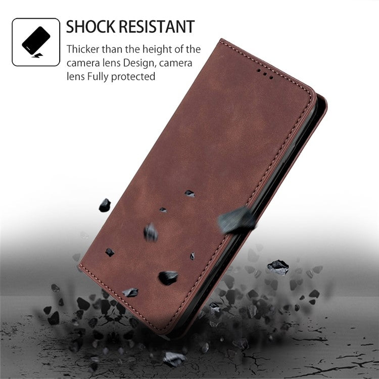 For Honor Magic6 Pro Skin Feel Magnetic Leather Phone Case(Dark Brown)