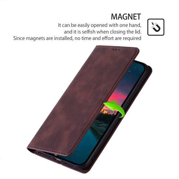 For Honor Magic6 Pro Skin Feel Magnetic Leather Phone Case(Dark Brown)