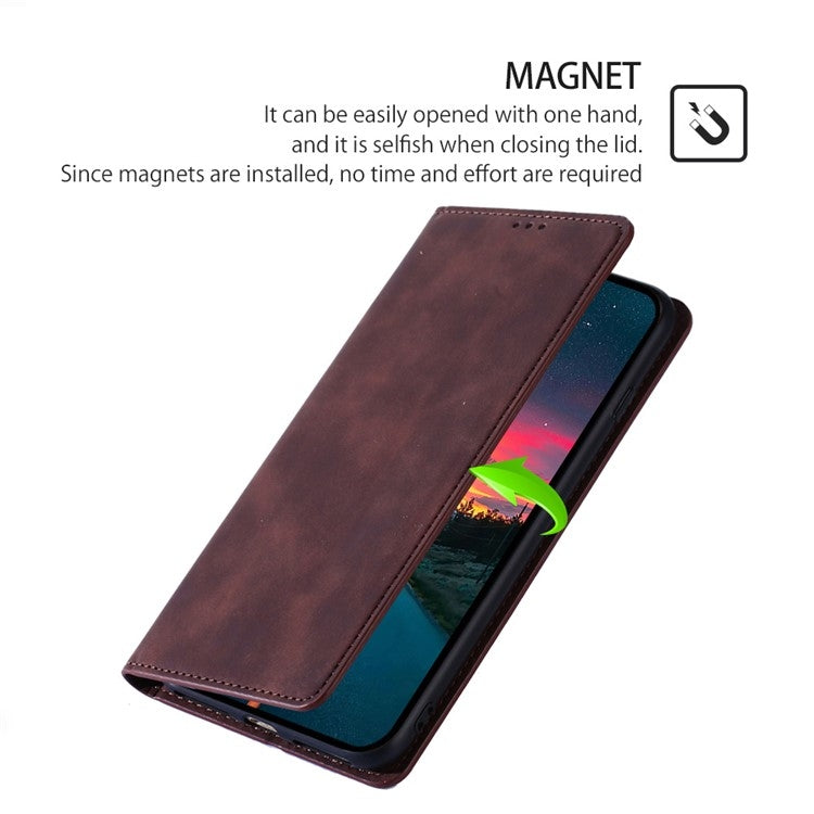 For Honor Magic6 Pro Skin Feel Magnetic Leather Phone Case(Dark Brown)