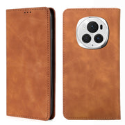 For Honor Magic6 Pro Skin Feel Magnetic Leather Phone Case(Light Brown)