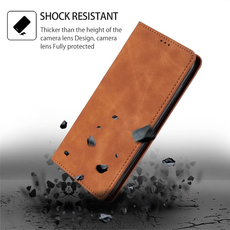 For Honor Magic6 Pro Skin Feel Magnetic Leather Phone Case(Light Brown)