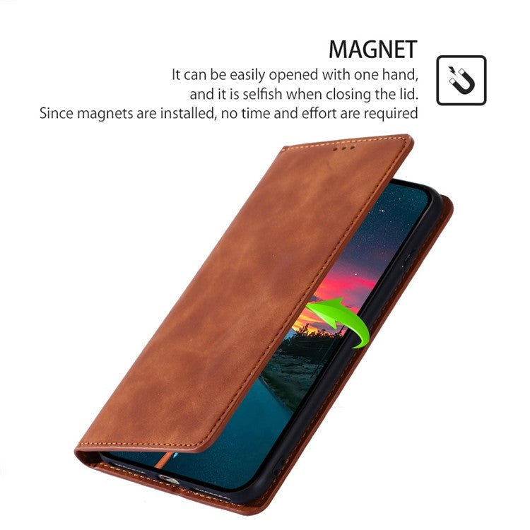 For Honor Magic6 Pro Skin Feel Magnetic Leather Phone Case(Light Brown)