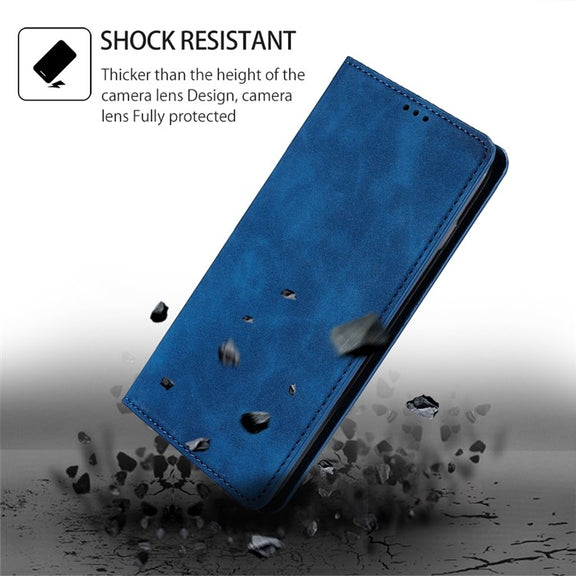For Honor Magic6 Pro Skin Feel Magnetic Leather Phone Case(Blue)