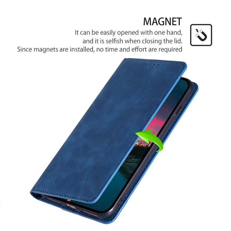 For Honor Magic6 Pro Skin Feel Magnetic Leather Phone Case(Blue)