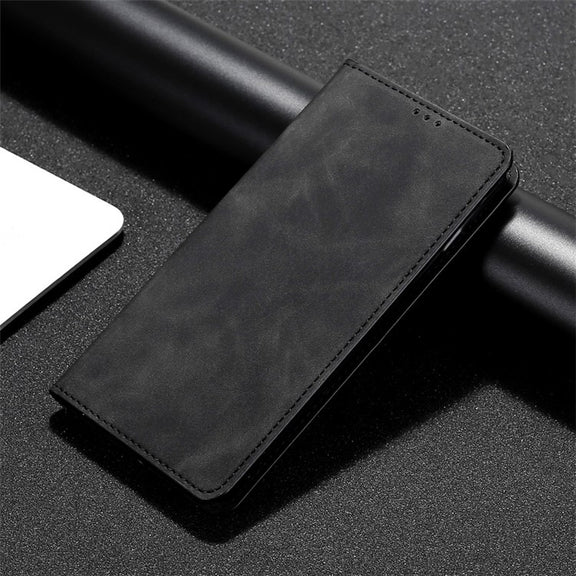 For Honor Magic6 Pro Skin Feel Magnetic Leather Phone Case(Black)