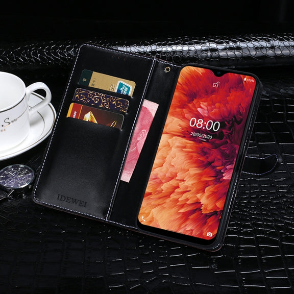 For Ulefone Note 8P idewei Crocodile Texture Horizontal Flip Leather Case with Holder & Card Slots & Wallet(Black)