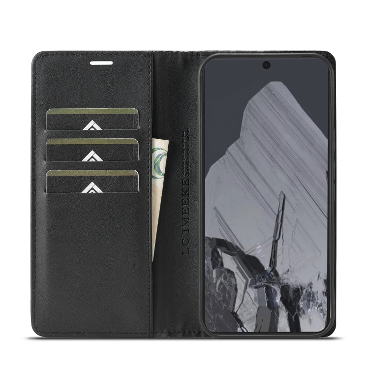 For Google Pixel 9 LC.IMEEKE Carbon Fiber Leather Phone Case(Vertical Black)