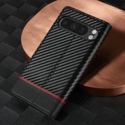 For Google Pixel 9 LC.IMEEKE Carbon Fiber Leather Phone Case(Horizontal Black)