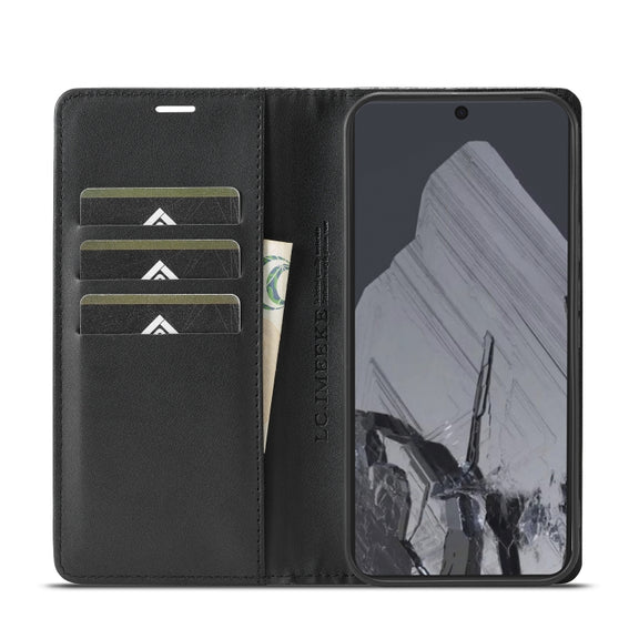 For Google Pixel 9 Pro LC.IMEEKE Carbon Fiber Leather Phone Case(Vertical Black)