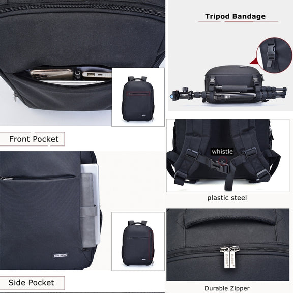 CADeN W9 Travel Lens Pouch Bag Drone Camera Backpack Bag(Black)