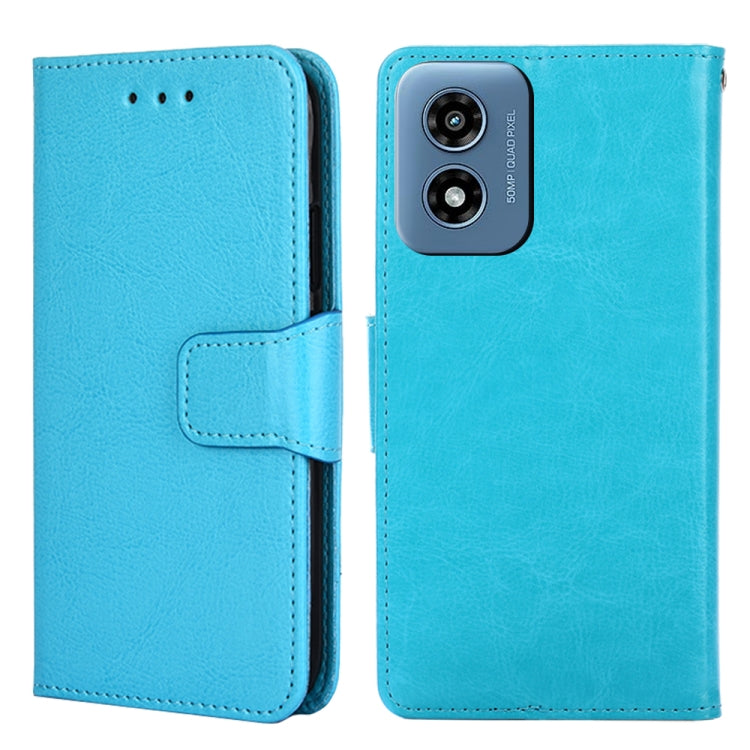 For Motorola Moto G Play 4G 2024 Crystal Texture Leather Phone Case(Sky Blue)