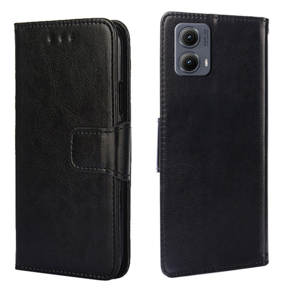 For Motorola Edge 5G 2024 Crystal Texture Leather Phone Case(Black)