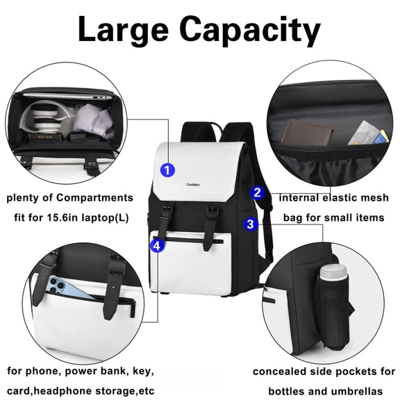 Cwatcun D79 Camera Backpack Multi-Functional Camera  Dual Shoulders Bag, Size:40.5 x 28 x 17.5cm Small(Black White)
