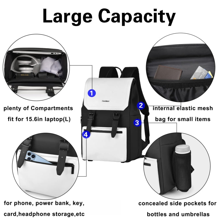 Cwatcun D79 Camera Backpack Multi-Functional Camera  Dual Shoulders Bag, Size:43.5 x 30.5 x 18cm Large(Black White)