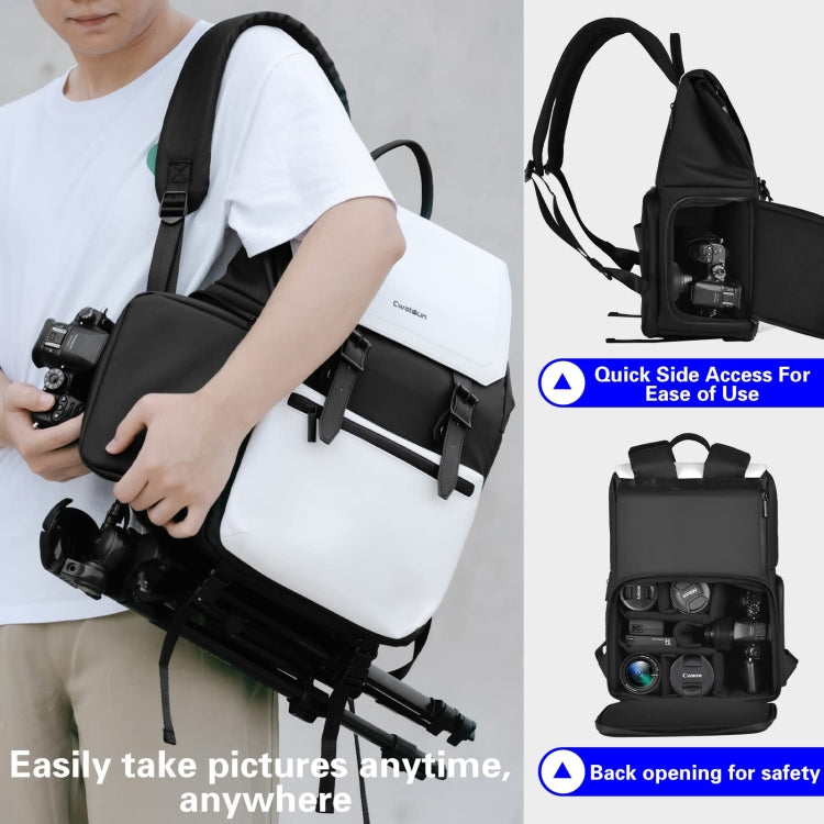 Cwatcun D79 Camera Backpack Multi-Functional Camera  Dual Shoulders Bag, Size:43.5 x 30.5 x 18cm Large(Black White)