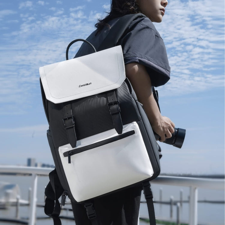 Cwatcun D79 Camera Backpack Multi-Functional Camera  Dual Shoulders Bag, Size:43.5 x 30.5 x 18cm Large(Black White)
